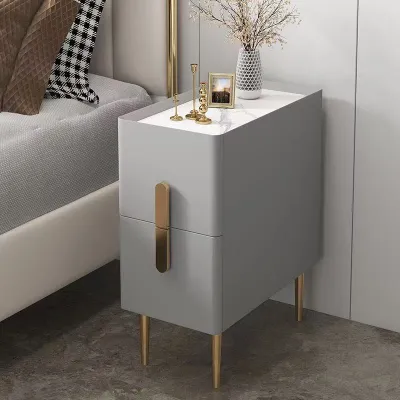 Ultra-narrow Bedside Table Modern Minimalist Bedroom Solid Wood Light Luxury Slate Mini Locker