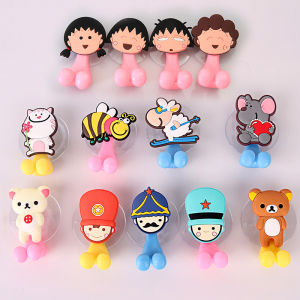 ที่แขวนแปรงสีฟันแบบพกพา ดีไซน์การ์ตูนน่ารัก วัสดุซิลิโคน พร้อมสูญญากาศ สำหรับห้องน้ำ