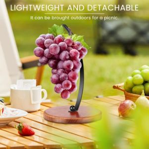 MUQZI Draining Metal Banana Holder Stable Stand With Wood Base Banana Hanger Rack Creative Hanging Grape Stand Kitchen