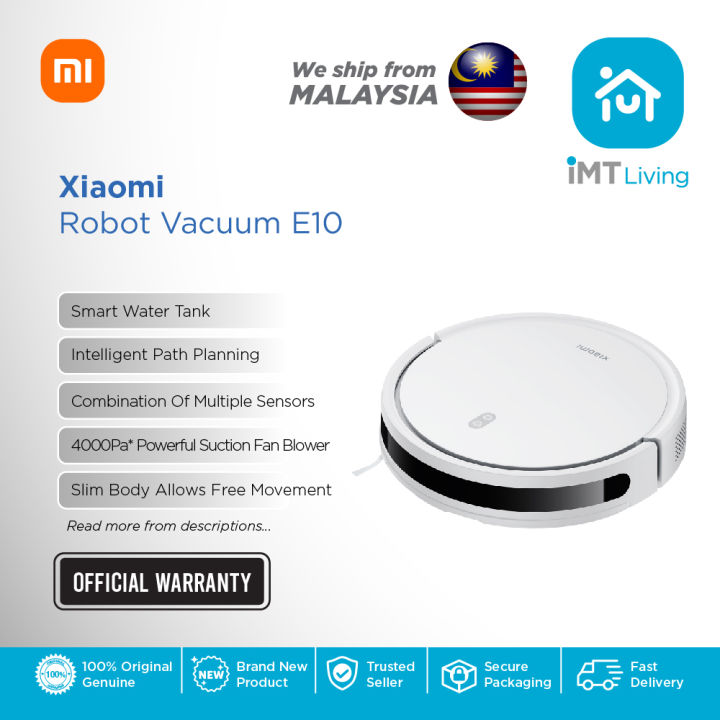 Xiaomi Robot Vacuum E10 B112, 1 Year Mi Malaysia Warranty, 2 in 1 Mopping  System, 4000Pa Suction, Smart APP Control