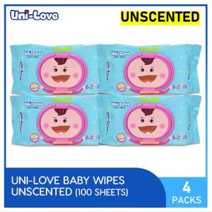 UniLove Unscented Baby Wipes 100s - Pack of 4