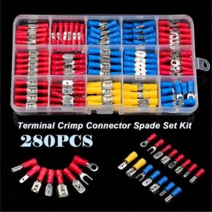 HUYAN 280pcs Multicolor Wire Terminal Tinplate OT Type Circular Crimping Terminal Connector Bare Nose Lugs Crimp Terminals Cable Connection