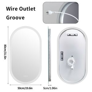 Oval Led Bathroom Vanity Mirror with Backlit Dimmable 3 Lights Anti-fog