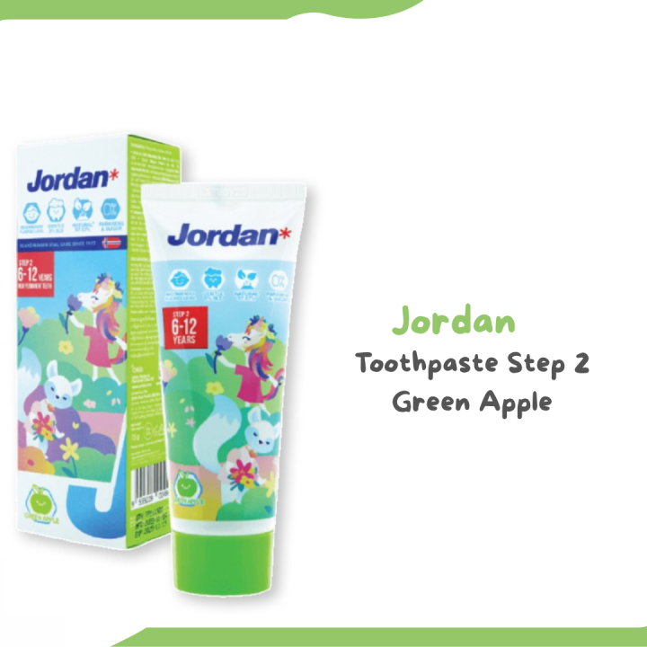 Jordan Oral Care Kids Toothpaste Step 2 Green Apple 75g/Pasta Gigi ...