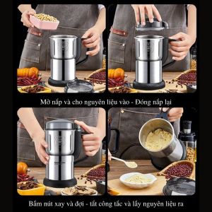 Máy Xay Hạt Ngũ Cốc Khô Cối Xay Gia Vị Lưỡi Dao 6 Cánh Nghiền Mịn Các Loại Hạt Siêu Tiện Dụng