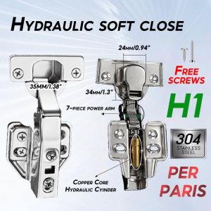 (2pcs) Concealed Hinges With Screws Soft Close Hydraulic Close Cabinet Hinges For Cabinet Door DIY H1H2H3