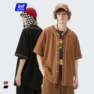 สินค้าใหม่ฤดูใบไม้ผลิและฤดูร้อน2024แบรนด์เงินเฟ้อสินค้าแบรนด์เนมสำหรับผู้ชายชายหาดสไตล์ลำลองย้อนยุคทรงหลวมวาฟเฟิลสีทึบสามมิติสไตล์บราซิล