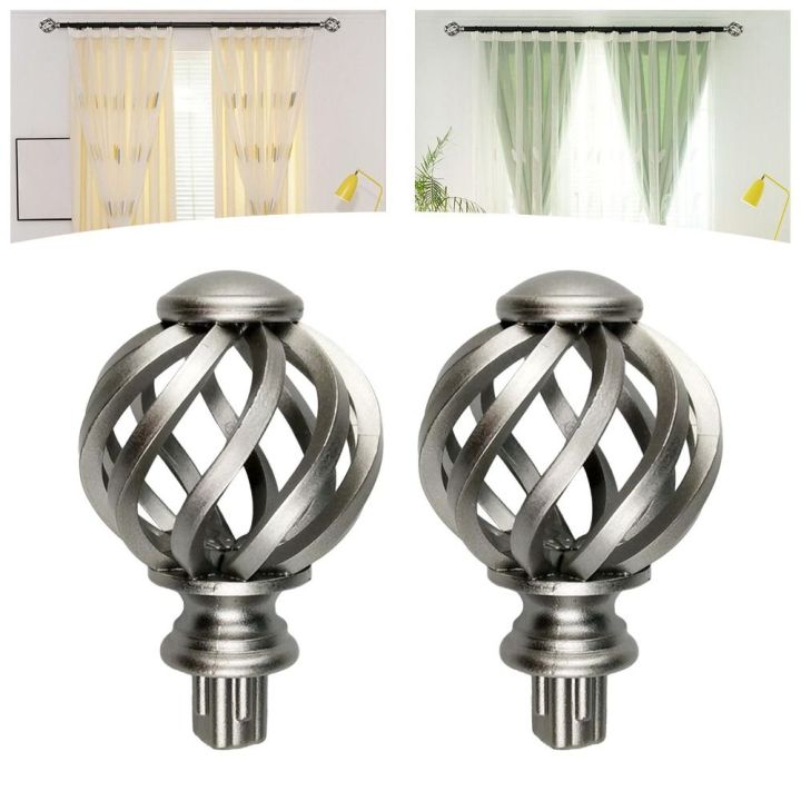 DIAN0 Spiral Curtain Rod Finials Replacement Birdcage Spiral Ball Drape ...