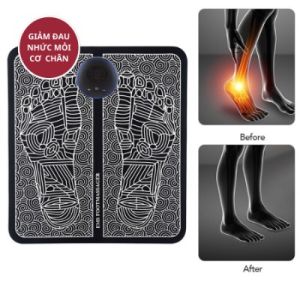 Thảm Massage Chân Xung Điện EMS Có Đèn Led Hiển Thị 8 Chế Độ Mát Xa Châm Cứu Bàn Chân Giúp Lưu Thông Khí Huyết