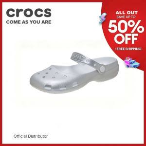 Authentic Crocs Classic Ballet EVA Casual Retro Outerwear Breathable Slip-on Silver Womens Shoes
