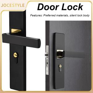 Mute Door Lock Anti-theft Metal Door Lock Split Handle Door Knobs Lock with Keys Entrance for Bedroom Bathroom