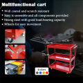 REAIM 【Logam】Troli Bengkel Rak 3 Susun Trolly Besi Kapasitas tinggi Trolley Bantalan beban 500KG. 
