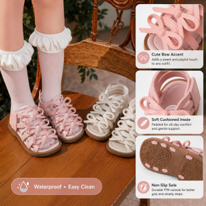 AILEBE Kids Sandals Korean Style Roman Open Toe Sandals Soft Non-Slip Thick Sole Waterproof PVC Easy Clean Cute Princess Fashion Design Perfect For Daily School Party Wear Girls 2-10 Years