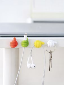Non-Perforated Sticky Hook for Data Cable Storage and Cable Manager - Creative Thumb Hook Hub