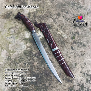 Pisau Golok Sembelih Gagang Macan 30cm Ukiran Kepala Macan