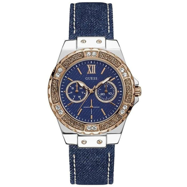 GUESS ORIGINAL - GUESS W0775L10 - WOMEN LA - Biru - Leather - Diameter 2,8 CM. Water Resist 50 Meter Jamdunia / Jam dunia JD18 # Jam Tangan Wanita Jam Tangan Cewek Jam Wanita Jam Anti Air # GUESS W 0775 L10 W0775