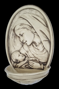 Virgin Mary and child / Mother Mary & Child Wall Hanging Water Font and / or Rosary Holder. Madonna & Child