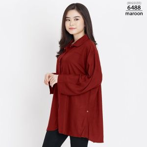 2.2 BIGSALE KEMEJA WANITA JUMBO POLOS LENGAN PANJANG XXXL LD120 KEKINIAN