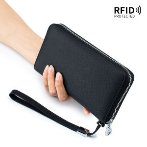Ladies Long Leather RFID First Layer Cowhide Wallet