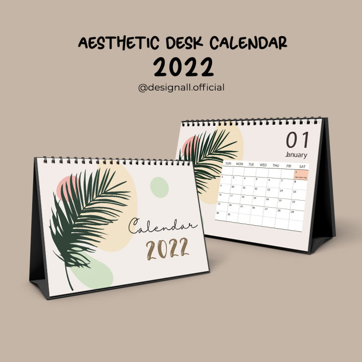 Designall Kalender Meja / Kalender Duduk Aesthetic Tahun 2022 Spiral PL ...