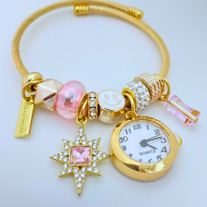 Jam Tangan Wanita Mewah Analoq Liontin Kupu Kupu Bintang Versi Trendy 2025