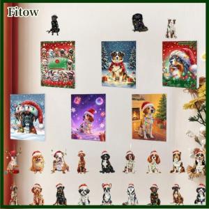 Fitow 2D Acrylic Puppy Pendant Christmas Ornaments Advent Calendar 24-Day Countdown Calendar Dog Charm For Christmas Tree Decoration