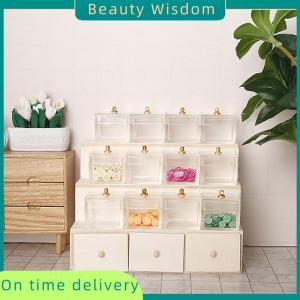 Beauty Wisdom 1:12 Dollhouse Miniature Display Rack Candy Box Drawer Cabinet W Clear Box Furniture Model Decor Toy Doll House Accessories