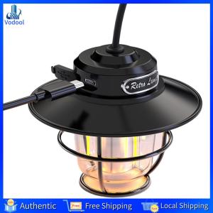 [Vodool Home Mall] LED Camping Lamp Vintage 200LM Hanging Lantern Stepless Dimming Type-C USB Rechargeable for Hiking Fishing Emergency