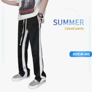 Summer thin mens casual pants. Simple color-blocking couple trousers. Korean style pants