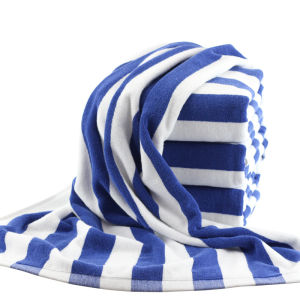 All-cotton yarn-dyed jacquard beach towel 75*152 Blue and white striped large swimming towel a gift for the bath