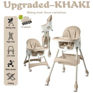 LUCKYBABE Baby high chair Adjustable tray Baby high chair feeding Foldable high chair Rocking chair