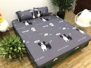 (Giá tại xưởng) Bộ 3 món Ga gối (có tách lẻ ga lẻ vỏ gối) ga bo chun drap giường giá rẻ kích thước m2/m6/m8/2m2 chất Poly cotton [Chó Xám]