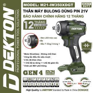Thân máy siết bulông dùng pin Dekton 350Nm M21-IW350DGT/ xanh/ xám/ oliu
