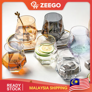 ZEEGO Diamond Glass Cup Whisky Mug Heat-Resistant Coffee Drink Juice Milk Cocktail Crystal Cup Home Bar Drinkware