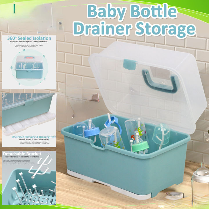Baby Feeding Bottle Drying Rack With Cover Baby Bottle Storage Box