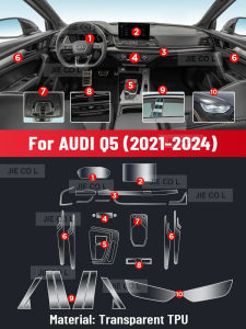 Auto Central Control Screen TPU Navigation Anti Scratch interior Protection Film GPS Navigation For AUDI Q5 2021-2024