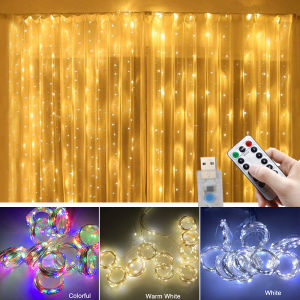 300cm*300cm Lampu Tirai Tumblr LED Dekorasi Indoor/Outdoor Dengan Daya USB / Kendali jarak jauh Lampu Natal Dekorasi / Lampu Tumblr Kawat 300 LED