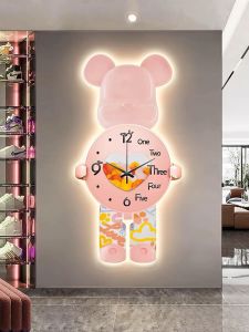 Đồng Hồ BearBrick Tranh Treo Tường Điện LED Trang Trí Nhà Hàng Phòng Khách Lối Đi Hiện Đại