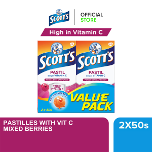 [Value Pack] Scott’s Vitamin C Pastilles for Iron Absorption Children Supplement Mixed Berries flavour (2 x 50s)