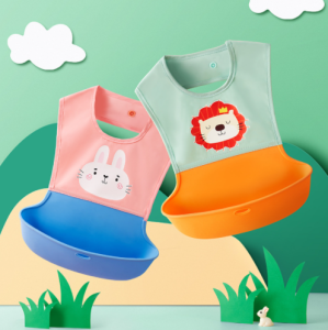 VREN Silicone Baby Feeding Bib Light Adjustable Waterproof Kids Cartoon Bibs Children Eating Aprons