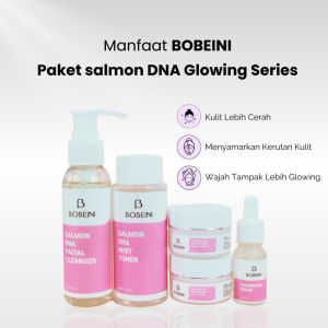 Bobeini Paket Glowing Salmon DNA BPOM [ Facewash + Toner + Brightening Day & Night Cream + Serum ]/ Paket Brightening Bobeini / Paket Skincare Whitening | Skincare 1 Paket Glowing | | Skincare Wajah Glowing | Mencerahkan dan BPOM