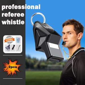 2pcs Professional Referee Whistles with Dolphin Sound - High Decibel Ideal for Football Basketball Rugby & More - Includes 4pcs Accessory Kit