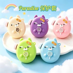 FLYING Matte Texture Protective Cover with Knob Cover with Panel Paper Pendant Protective Case Machine Not Included Silicone Decorative Cover for Tamagotchi Paradise Electronic Pets Game Toys