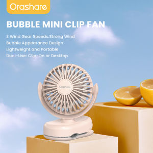 Orashare CF01 Ultra-Silent USB Rechargeable Clip Fan 720° Rotating Mini Desk Fan 3 Speeds 12H Long Battery Life Portable for Umbrella & Office & Travel