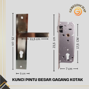 Kunci Pintu Besar Gagang Kotak Silinder Full Set Handle Pintu