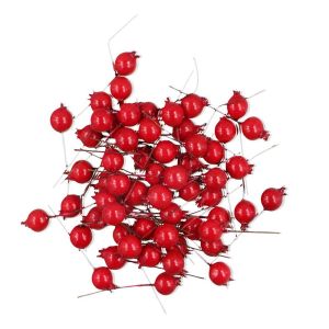 HOUCHU Plastic Mini Christmas With Cherry Stamen Home Decor Flower Artificial Fruit Wedding Decoration Simulation Berries Fake Pomegranate