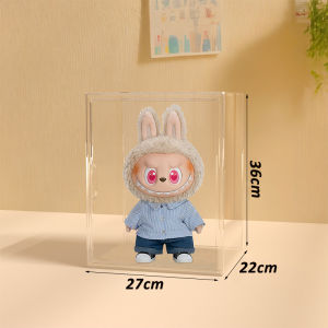 Popmart Transparent Acrylic Display CaseAcrylic display Box Stackable Magnetic acrylic box for toys Dustproof Acrylic Storage Box Organizer
