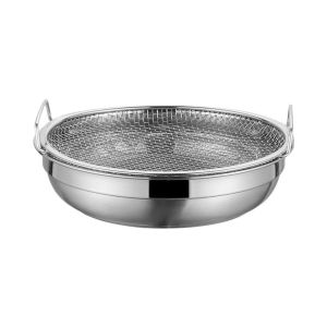 GROCERIY Stainless Steel Oil Filter Tray Rust-proof Mesh Tempura Drip Pan Kitchen Gadgets Round Fried Food Draining Rack French Fries