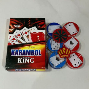 Biji Karambol Tebal 3 mm Motif Kartu Remi Master King / Random | koin krambol satu lapis original | 1 set buah kerambol 3mm | coin bola carambol | anak carrom games