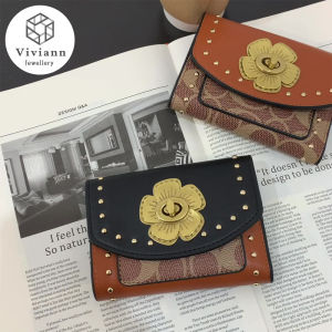 Viviann Brand Camellia PU Leather Women Wallet Bifold Clutch Bag Design Red ID Card Holder Coin Purse Ladies Short Purse